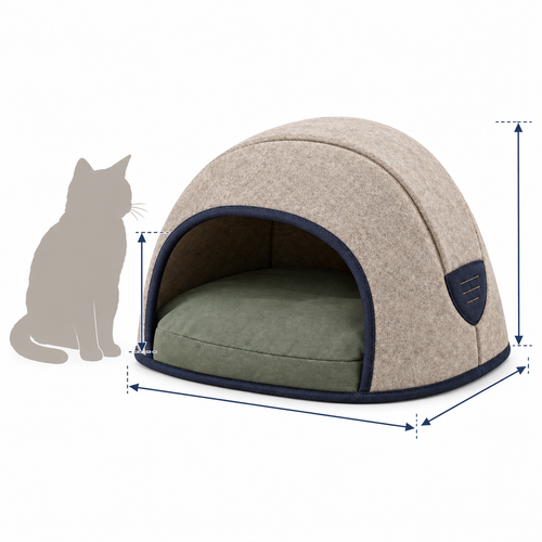 Arc Cave Convertible Pet Bed — size and proportion guide