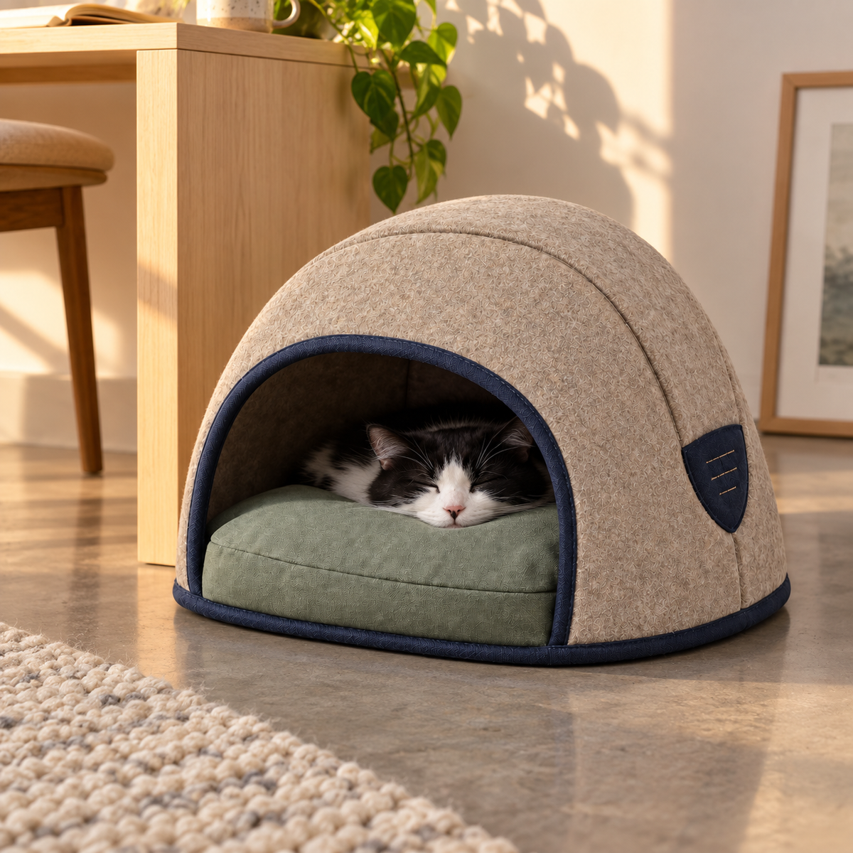 Arc Cave Convertible Pet Bed — second in-use lifestyle scene