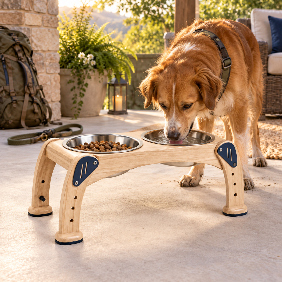Archline Double Bowl Stand — second in-use lifestyle scene