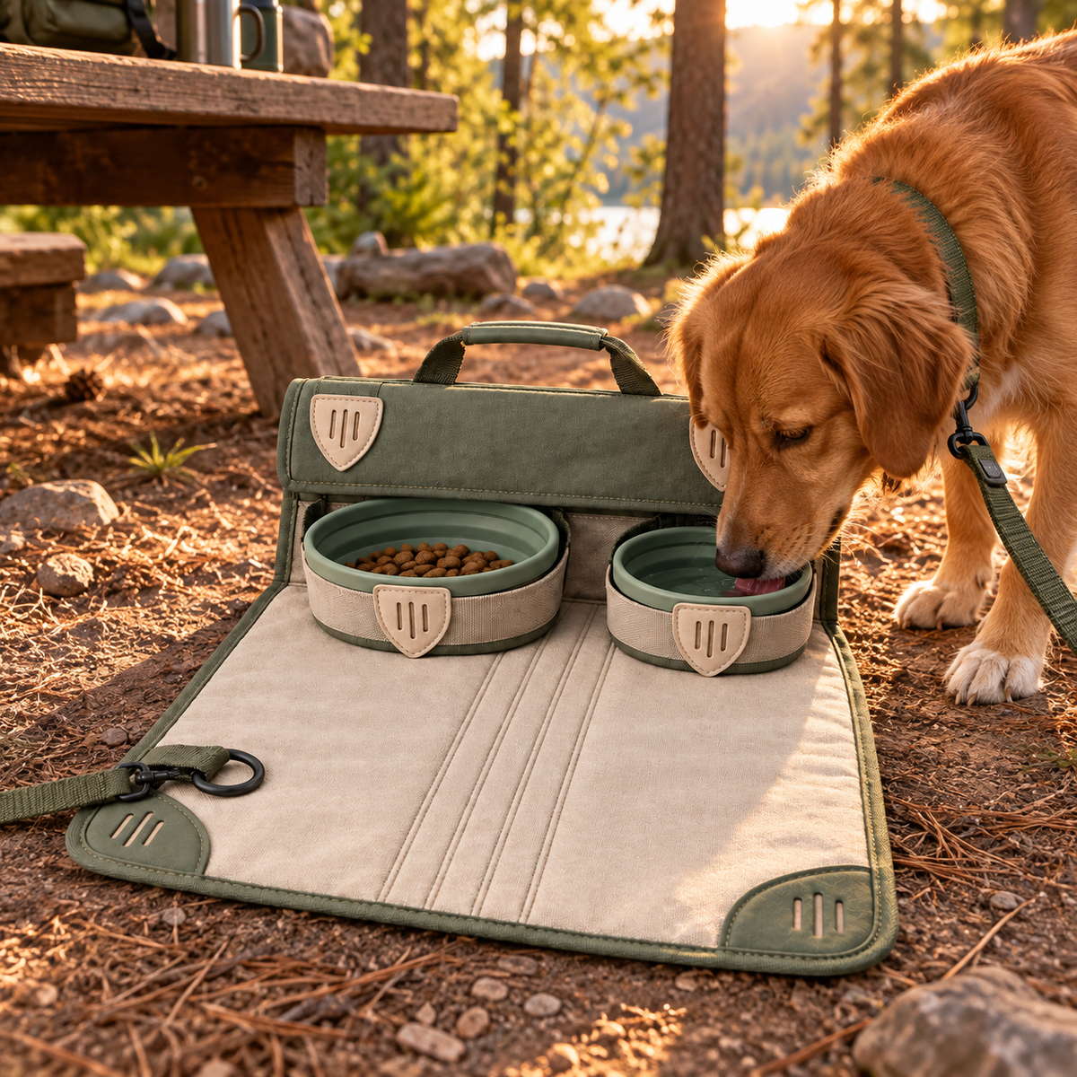 Basecamp Portable Pet Station — in-use lifestyle scene