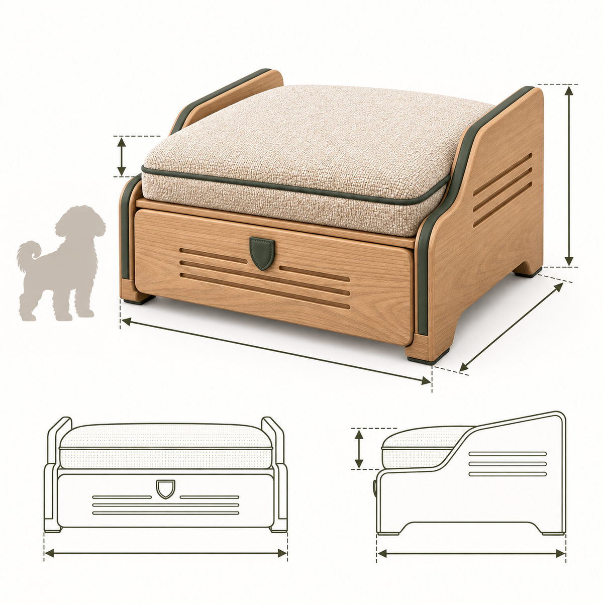 Bedside Step and Stow Platform — size and proportion guide
