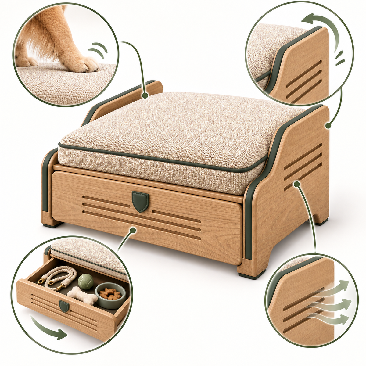 Bedside Step and Stow Platform — product-specific features