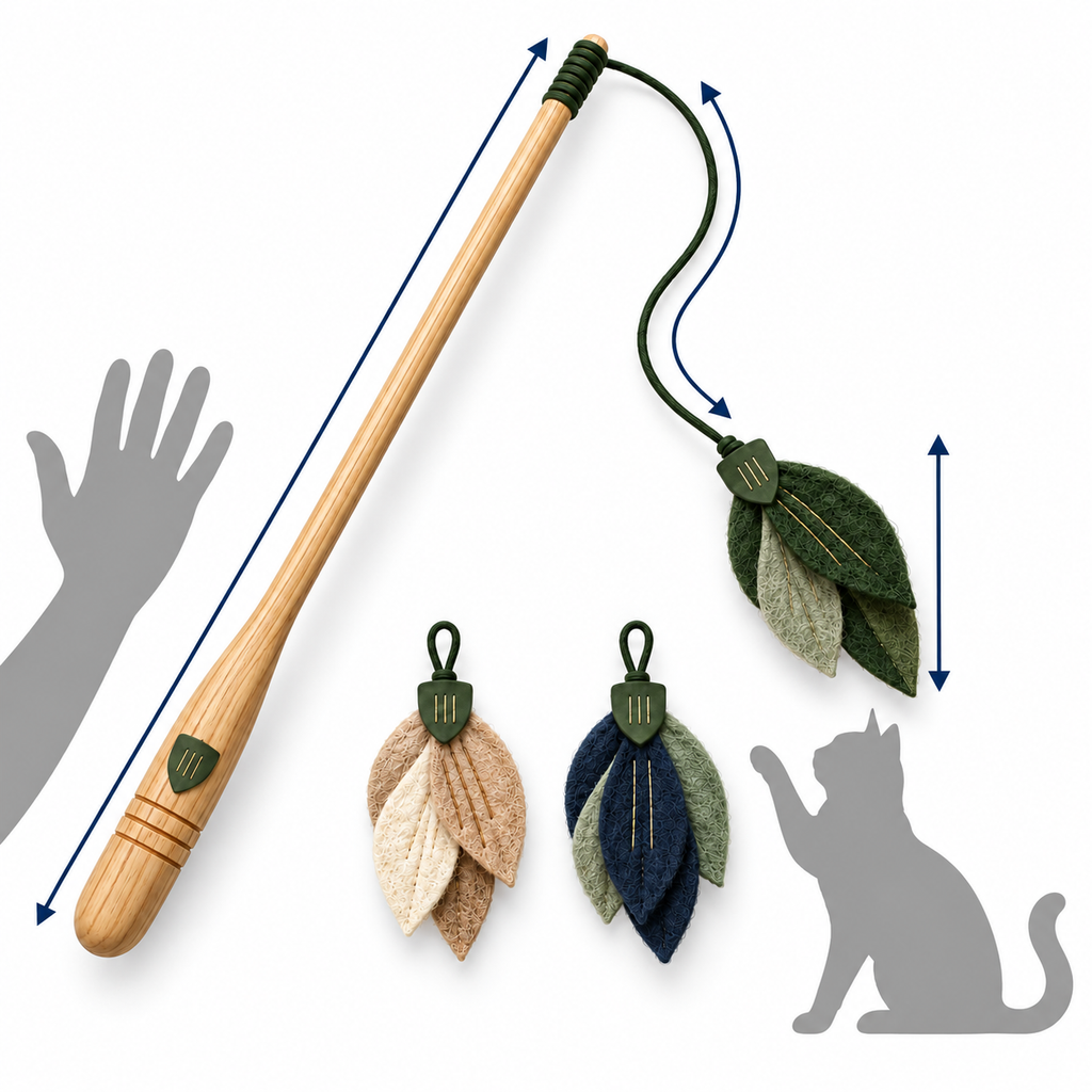 Branchline Cat Wand Toy Set — size and proportion guide