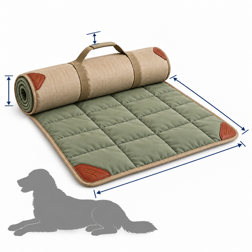 Camprest Roll-Up Pet Mat — size and proportion guide