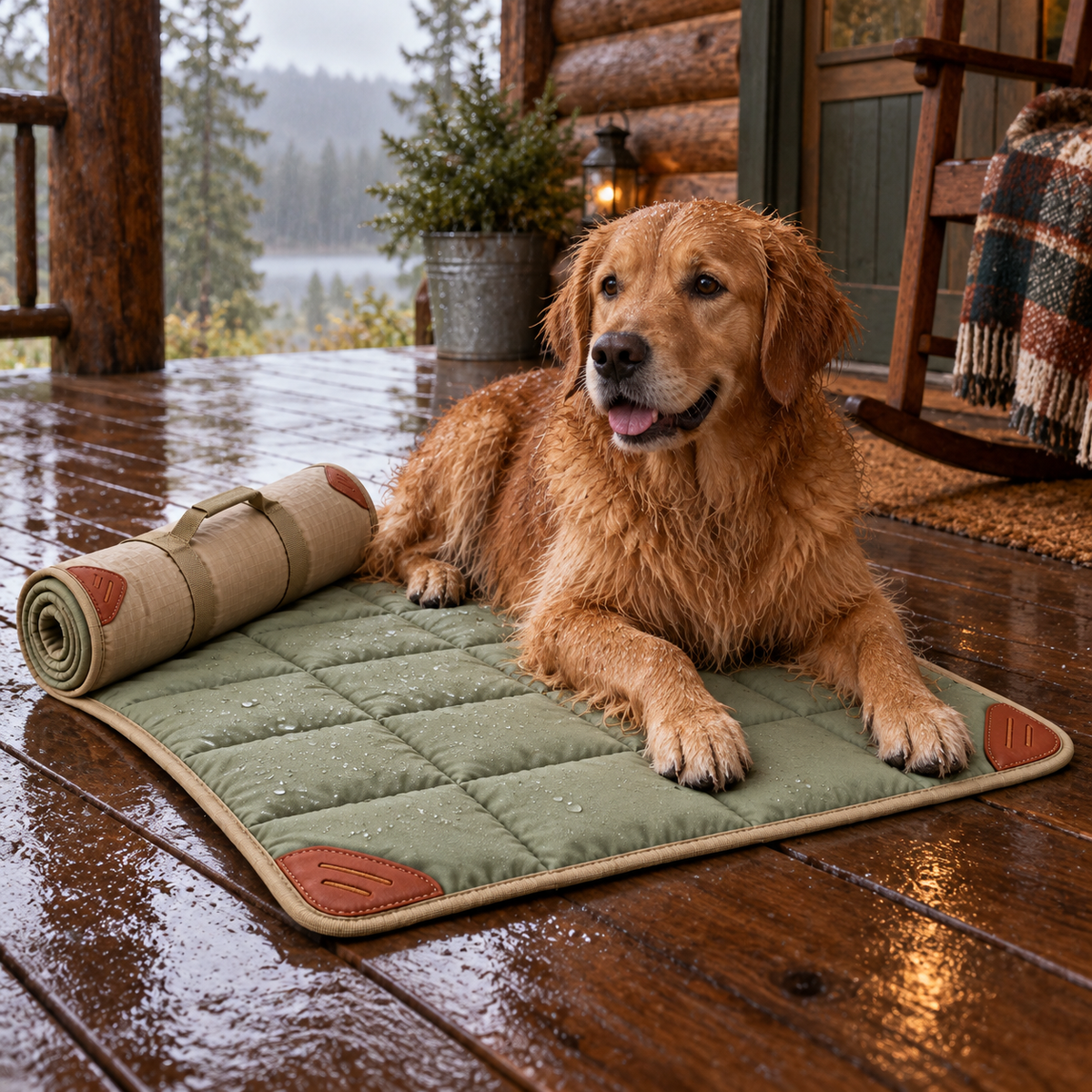 Camprest Roll-Up Pet Mat — second in-use lifestyle scene