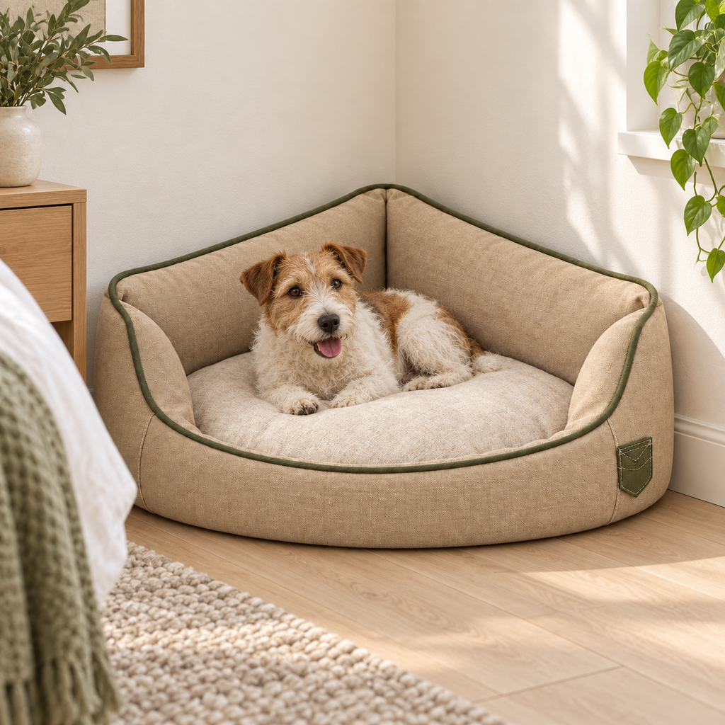 Corner Nest Pet Bed — in-use lifestyle scene