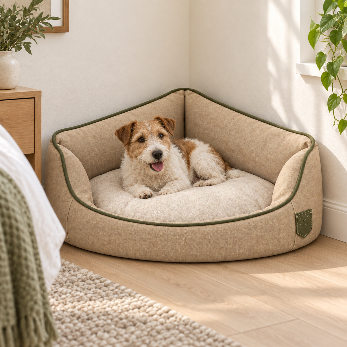 Corner Nest Pet Bed — in-use lifestyle scene