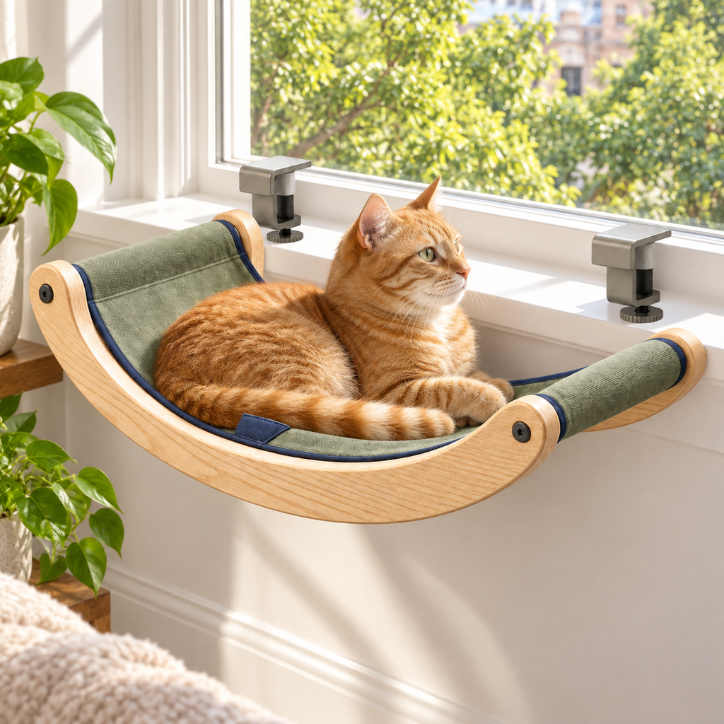 Crescent Window Cat Perch — in-use lifestyle scene