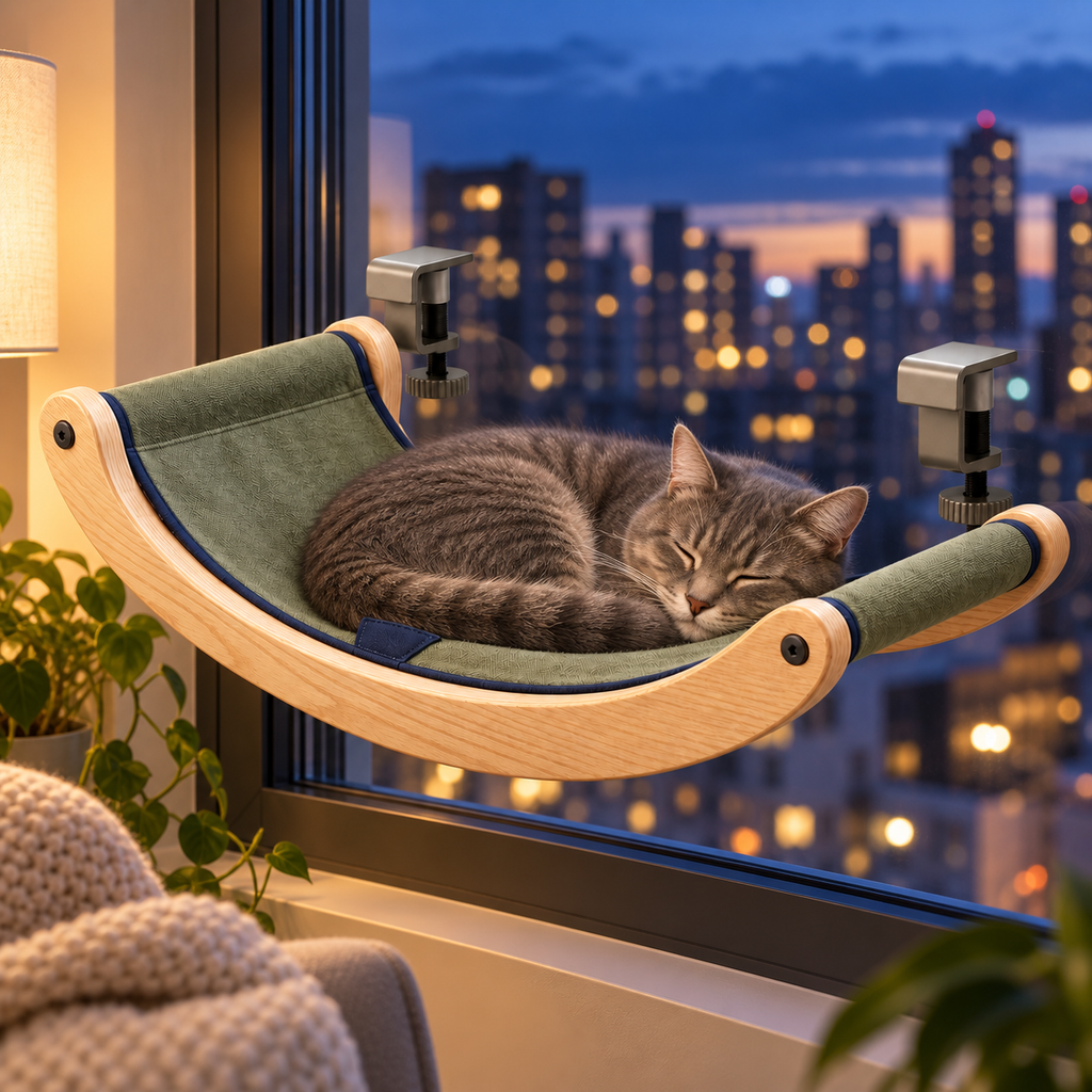 Crescent Window Cat Perch — second in-use lifestyle scene
