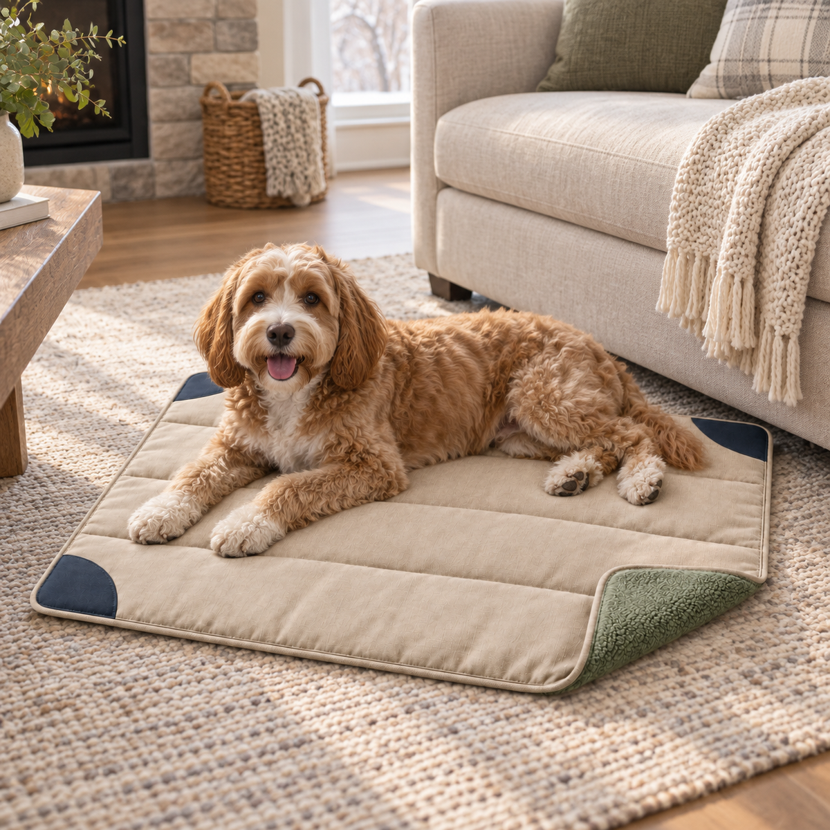 Duo-Season Reversible Pet Mat — in-use lifestyle scene