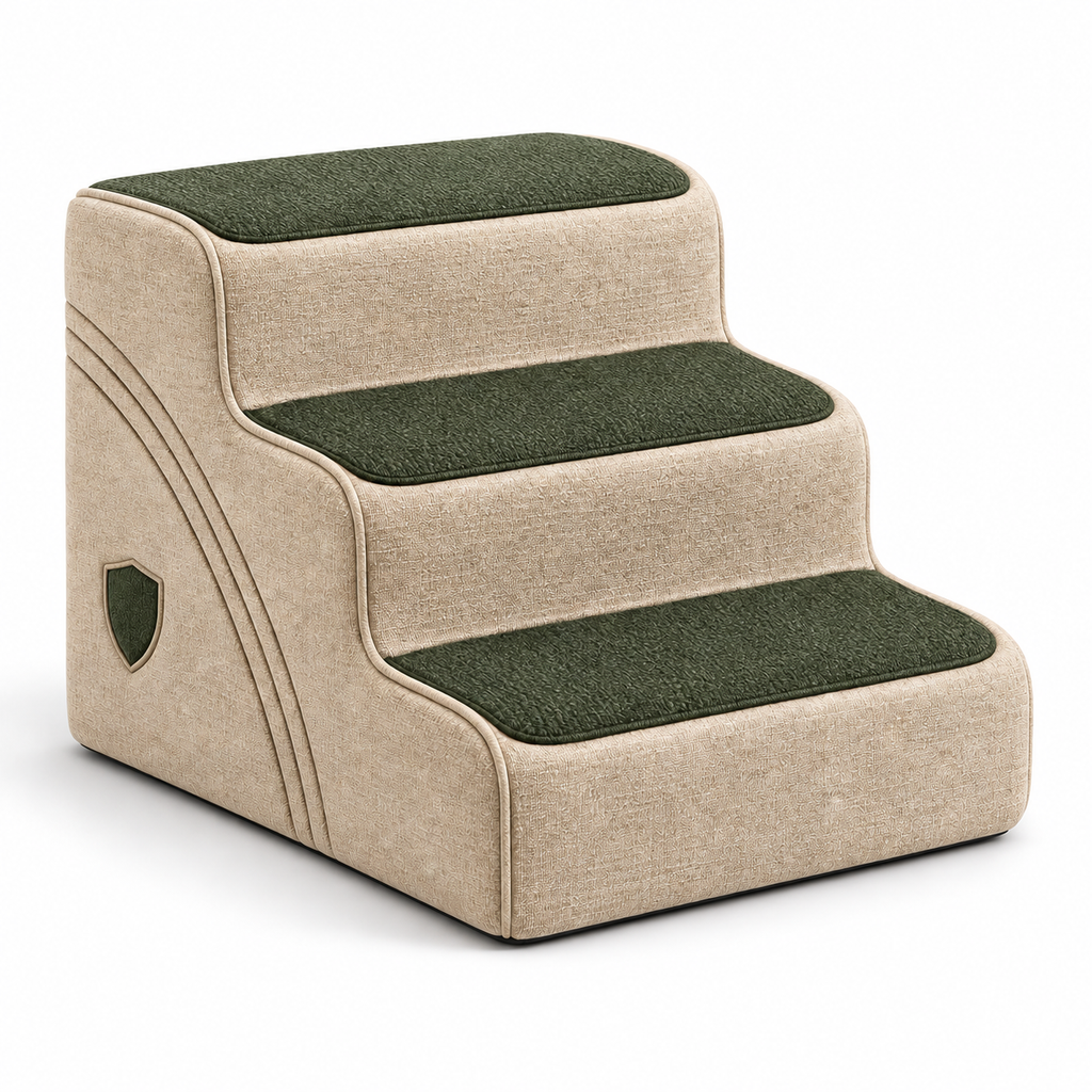 Easy Rise Three-Step Pet Stairs — white-background product view