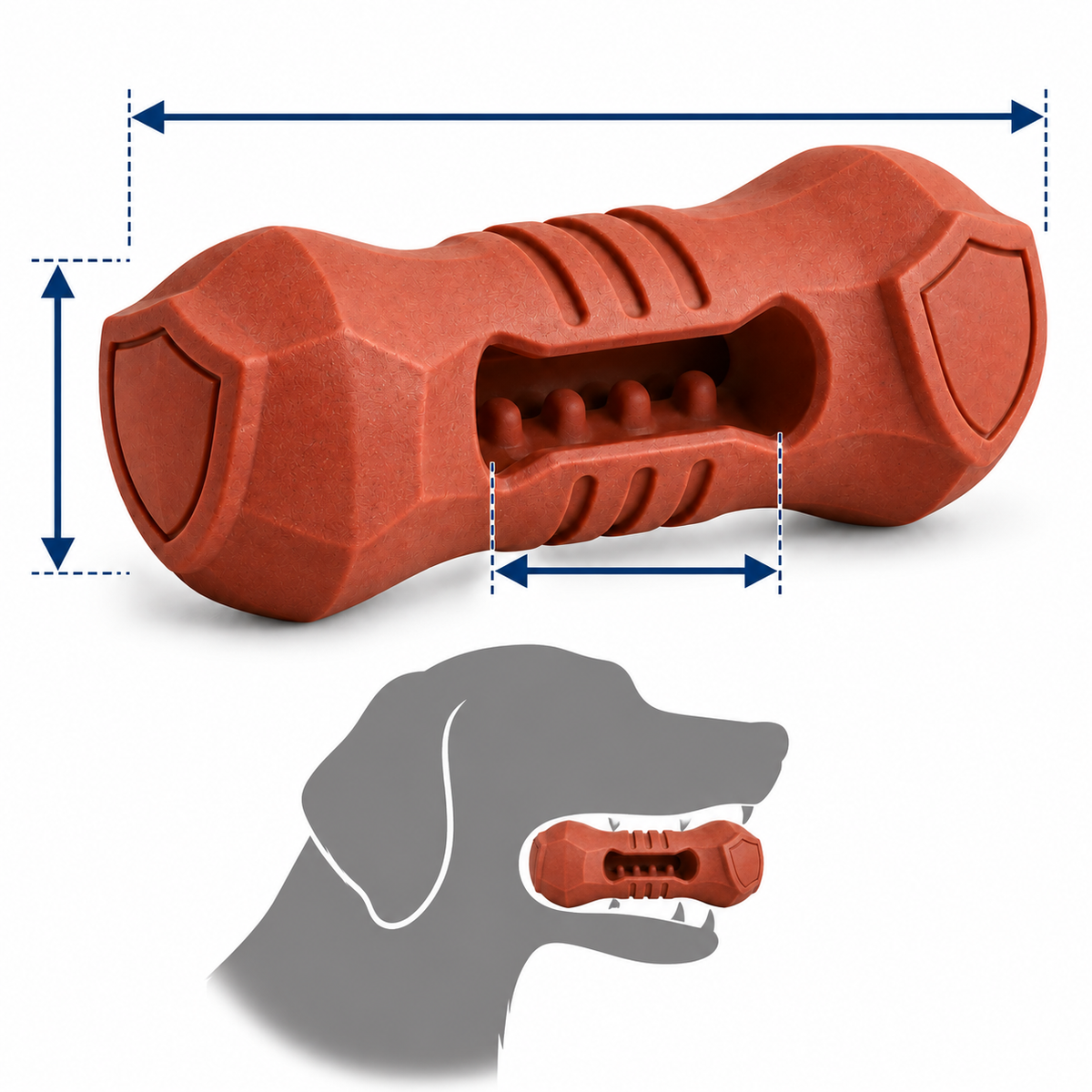 Ember Capsule Chew Toy — size and proportion guide