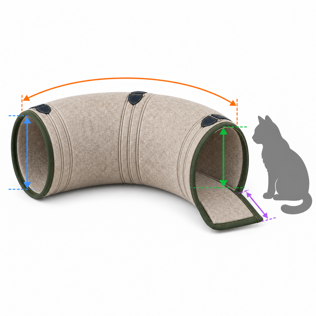 Foldaway Felt Cat Tunnel — size and proportion guide