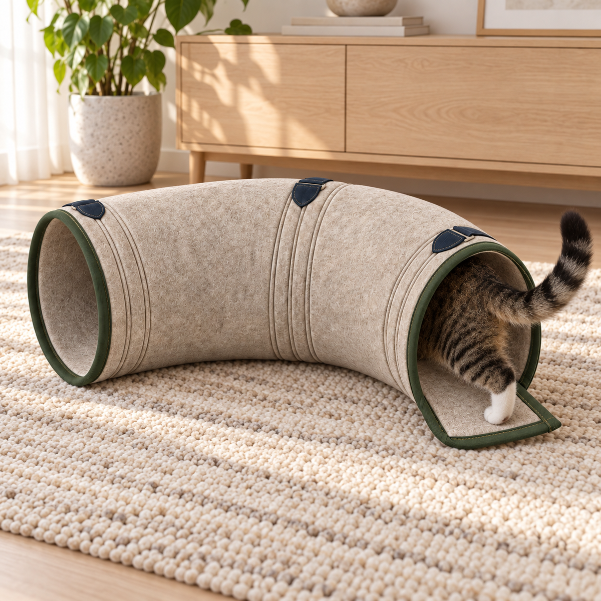 Foldaway Felt Cat Tunnel — in-use lifestyle scene