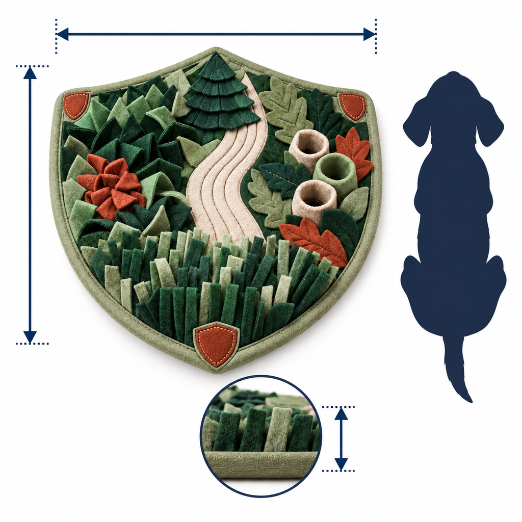 Forest Trail Snuffle Mat — size and proportion guide