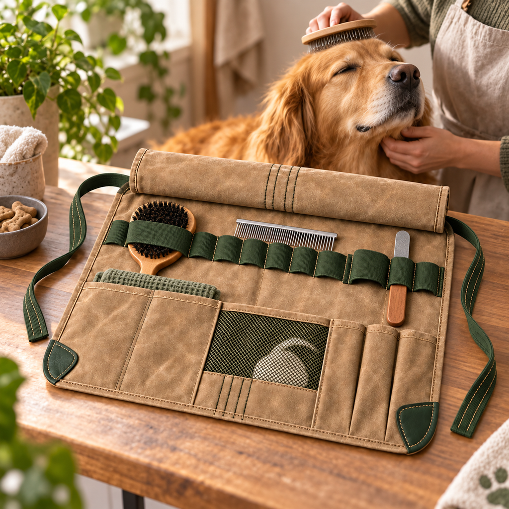 Groomer's Canvas Tool Roll — in-use lifestyle scene