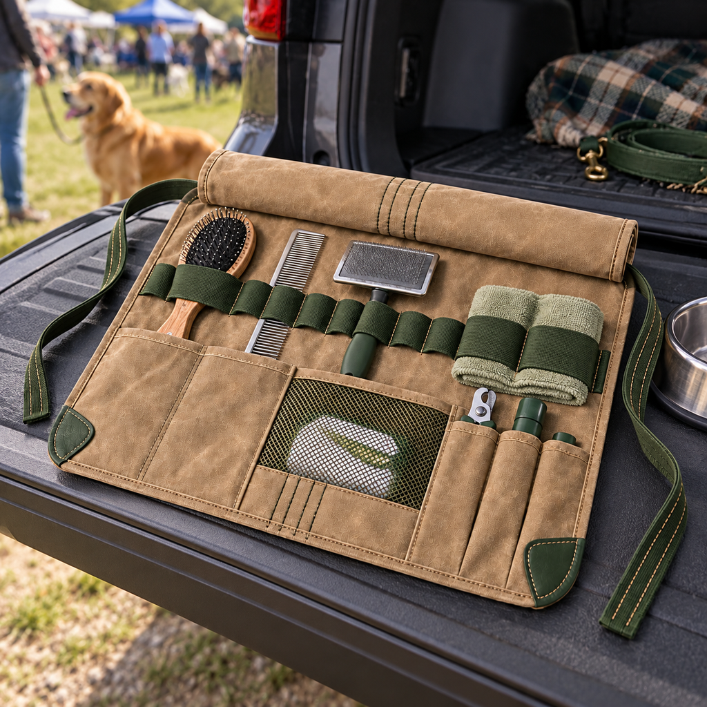 Groomer's Canvas Tool Roll — second in-use lifestyle scene