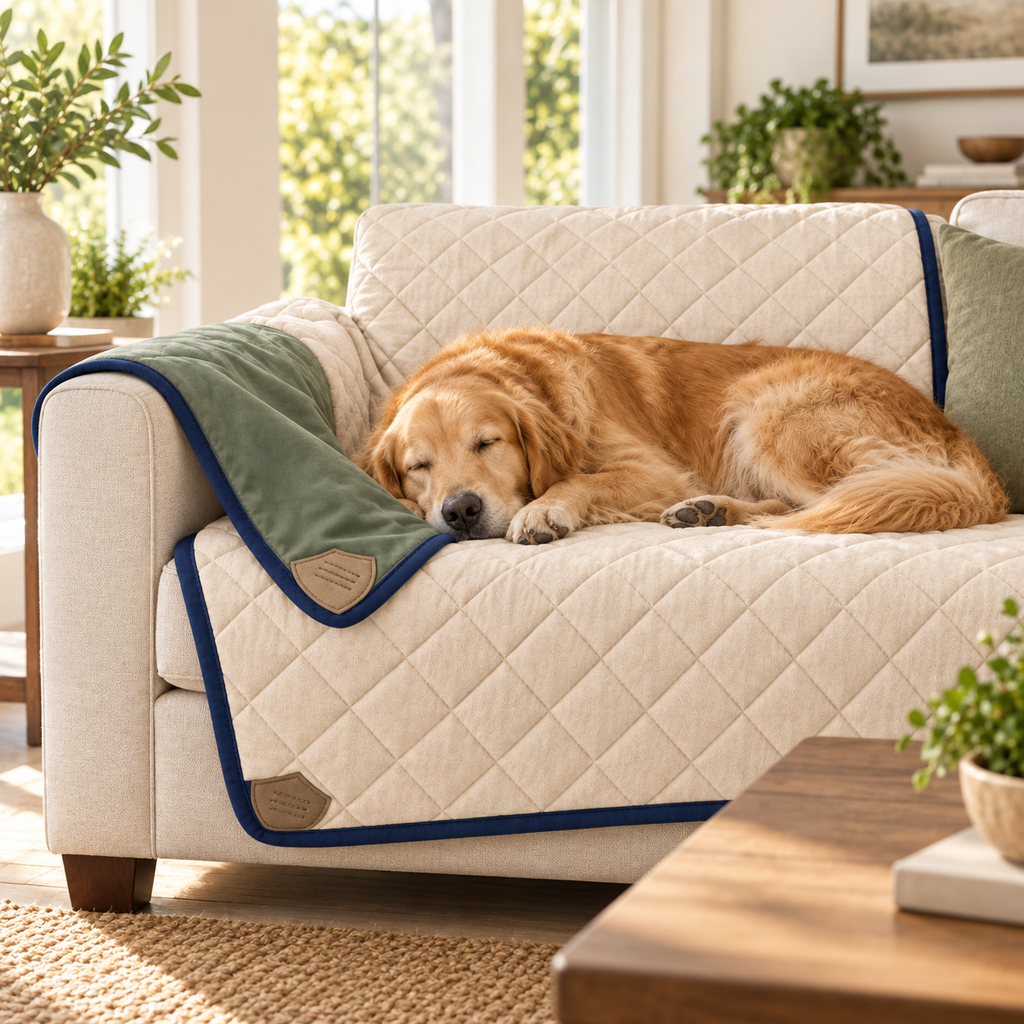 Hearthguard Reversible Protection Throw — in-use lifestyle scene