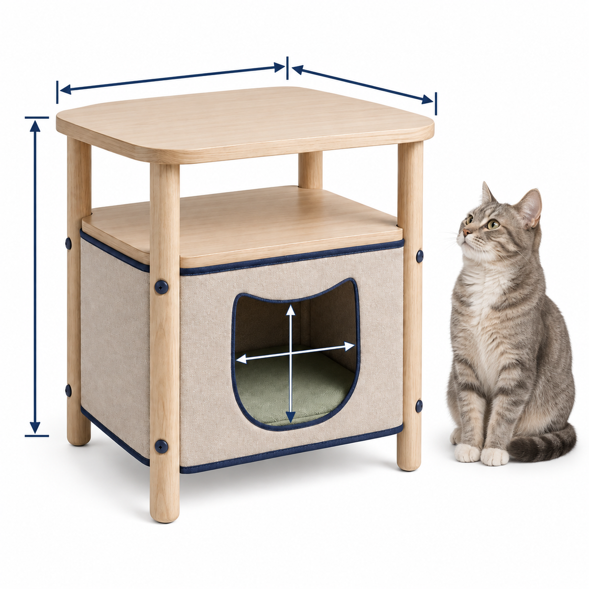 Hearthside Cat Den Table — size and proportion guide