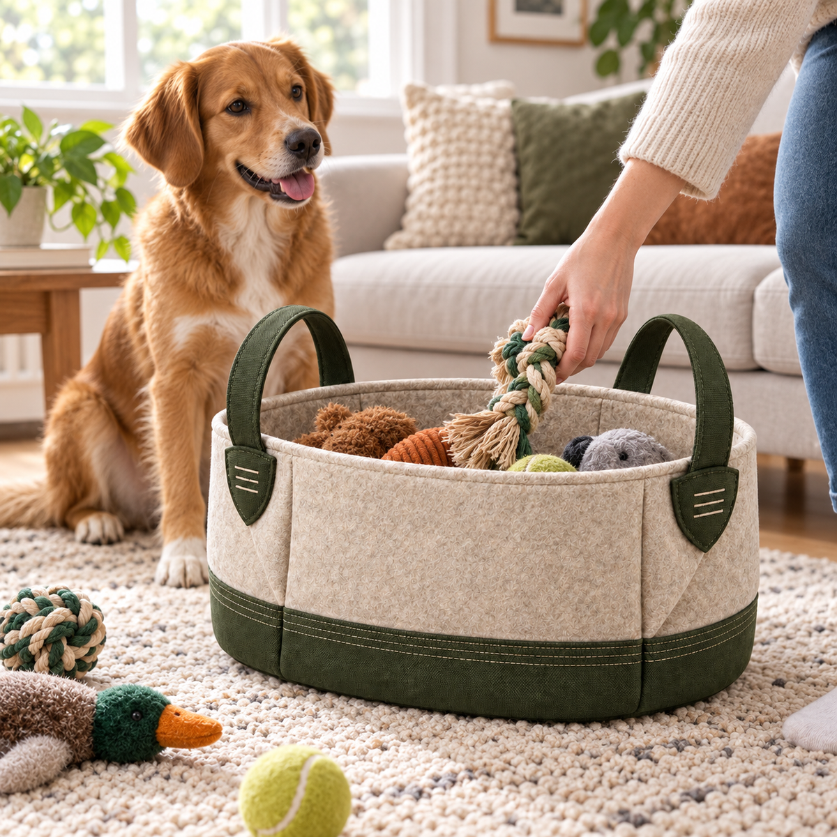 Home Base Foldable Toy Basket — in-use lifestyle scene