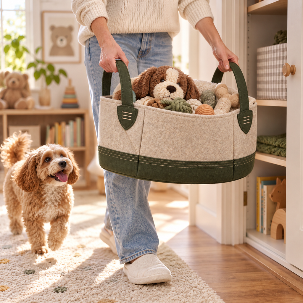 Home Base Foldable Toy Basket — second in-use lifestyle scene