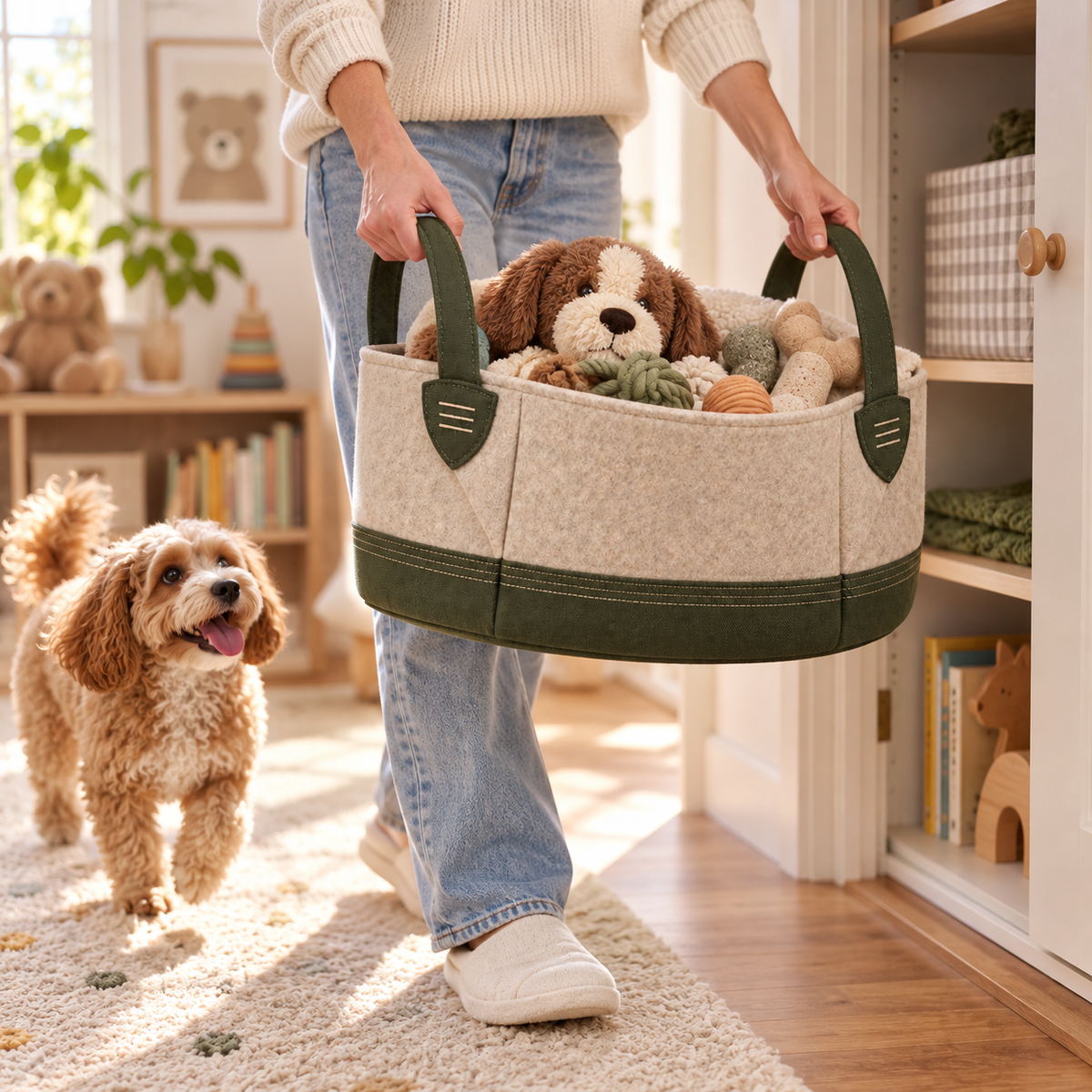 Home Base Foldable Toy Basket — second in-use lifestyle scene