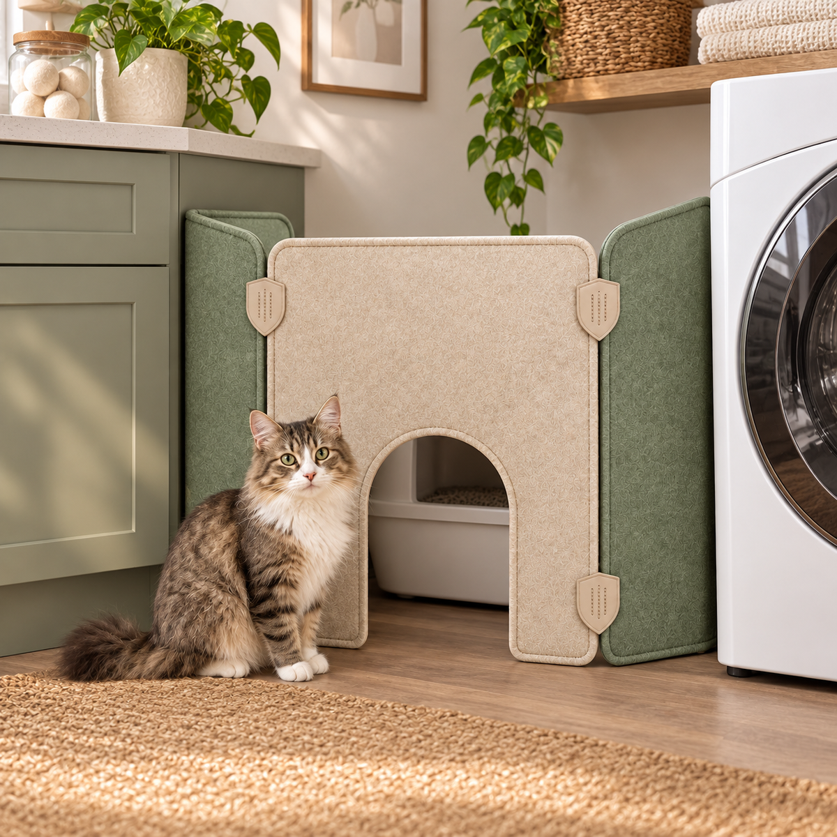 Quiet Corner Litter Privacy Screen — second in-use lifestyle scene