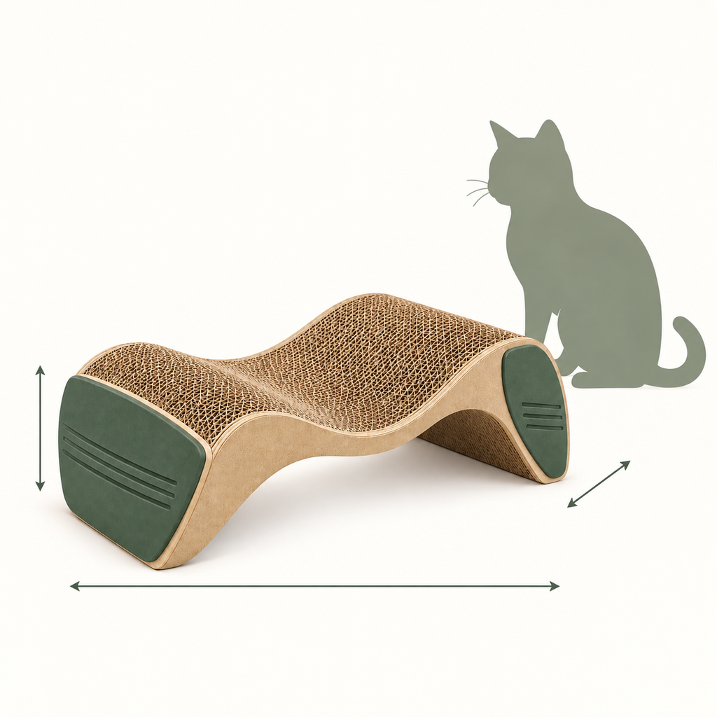 Ridge Reversible Scratcher Lounge — size and proportion guide