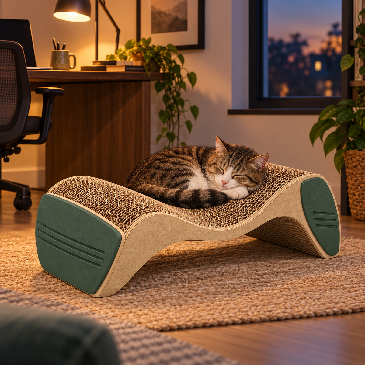 Ridge Reversible Scratcher Lounge — second in-use lifestyle scene