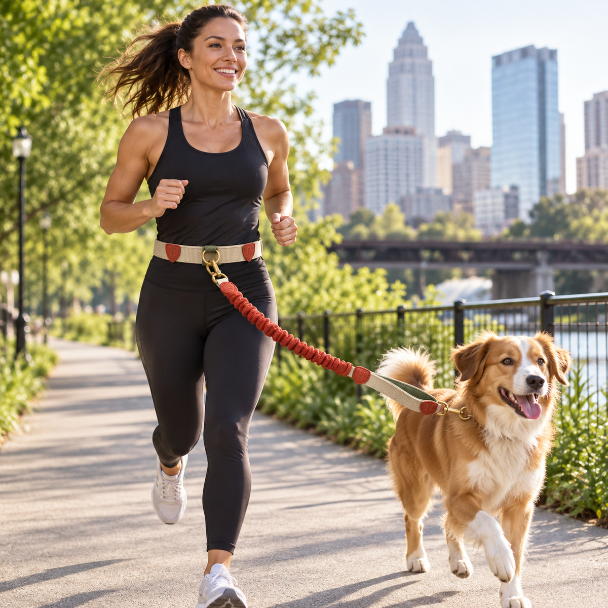 Roam Hands-Free Waist Leash — in-use lifestyle scene