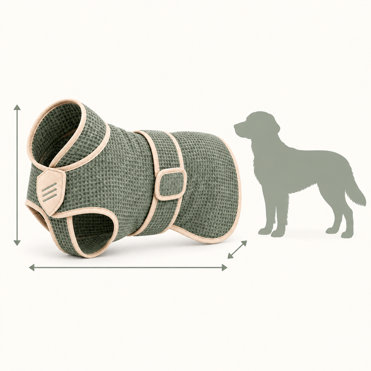 Sage Wrap Quick-Dry Pet Bath Robe — size and proportion guide