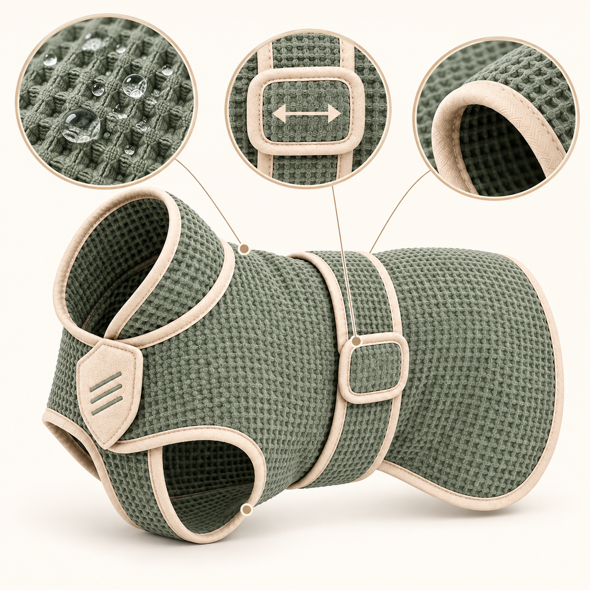 Sage Wrap Quick-Dry Pet Bath Robe — product-specific features