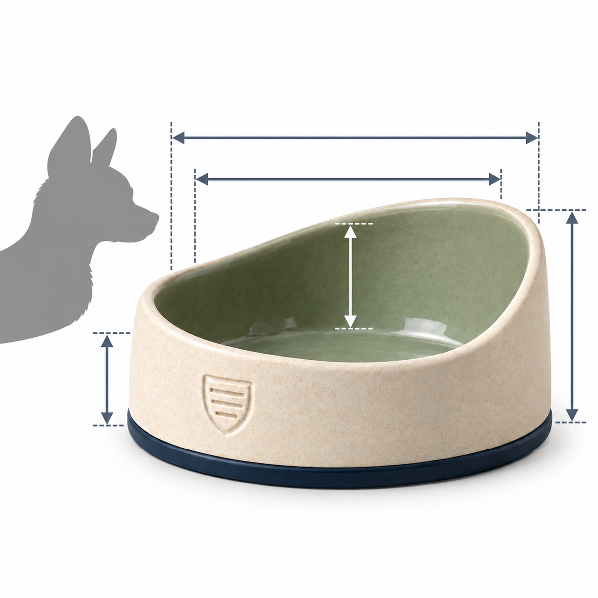 Shield Ceramic Pet Bowl — size and proportion guide