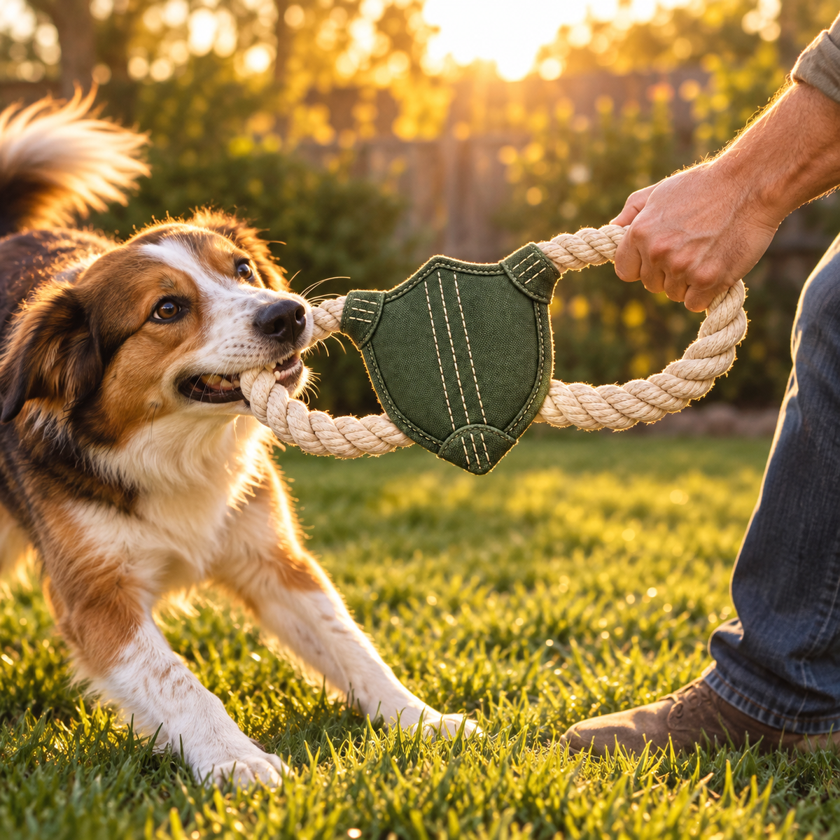 Shield Knot Tug Toy — second in-use lifestyle scene