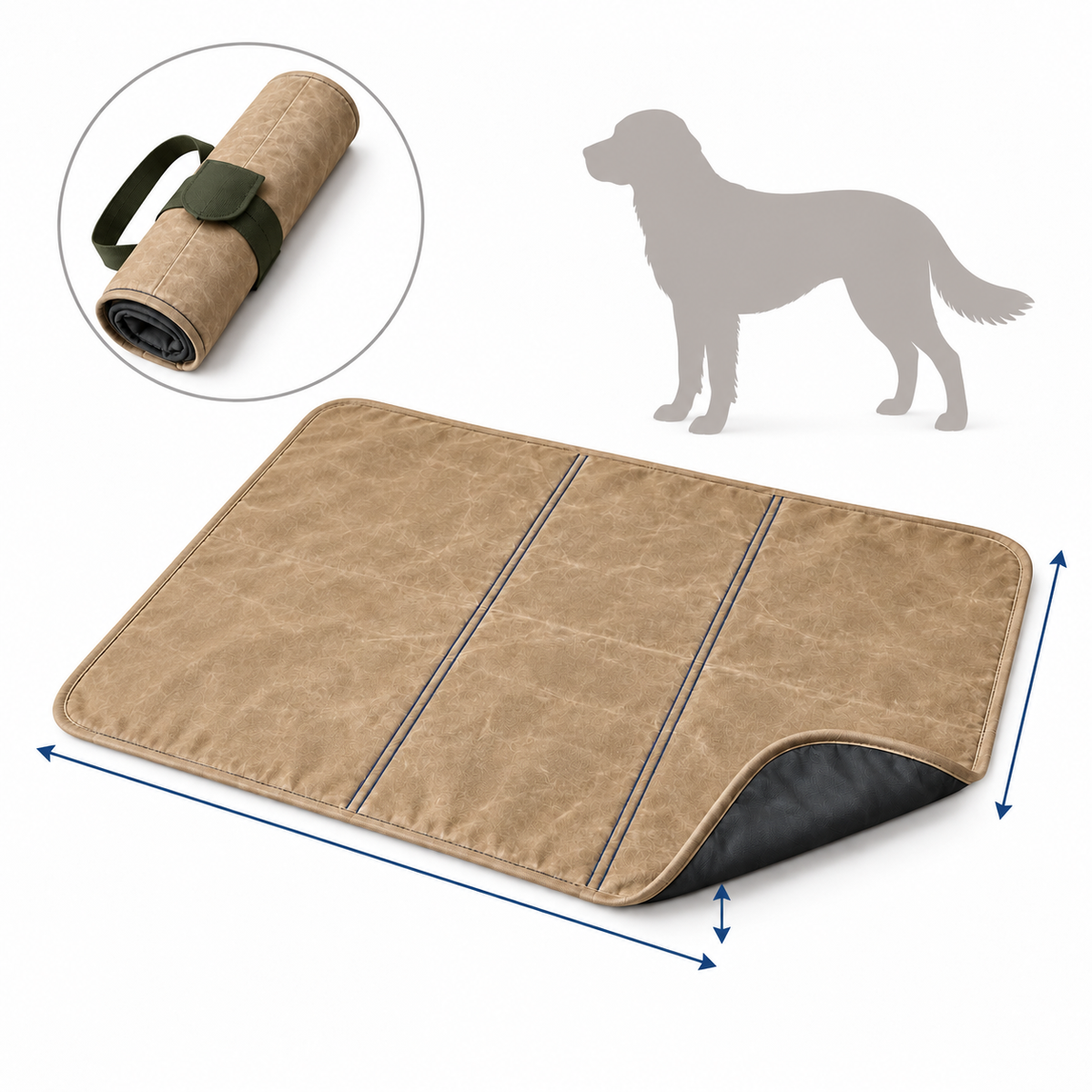 Shield Roll Travel Pet Mat — size and proportion guide