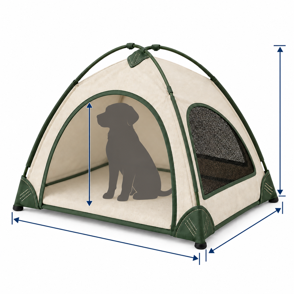 Sunbreak Foldable Pet Shade Tent — size and proportion guide