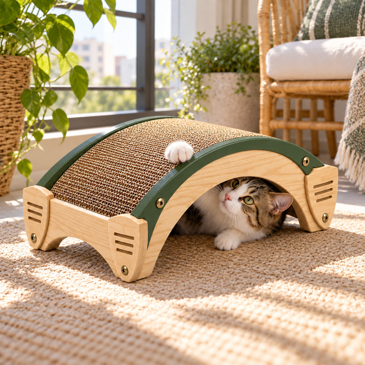 Timber Arc Modular Scratch Bridge — second in-use lifestyle scene