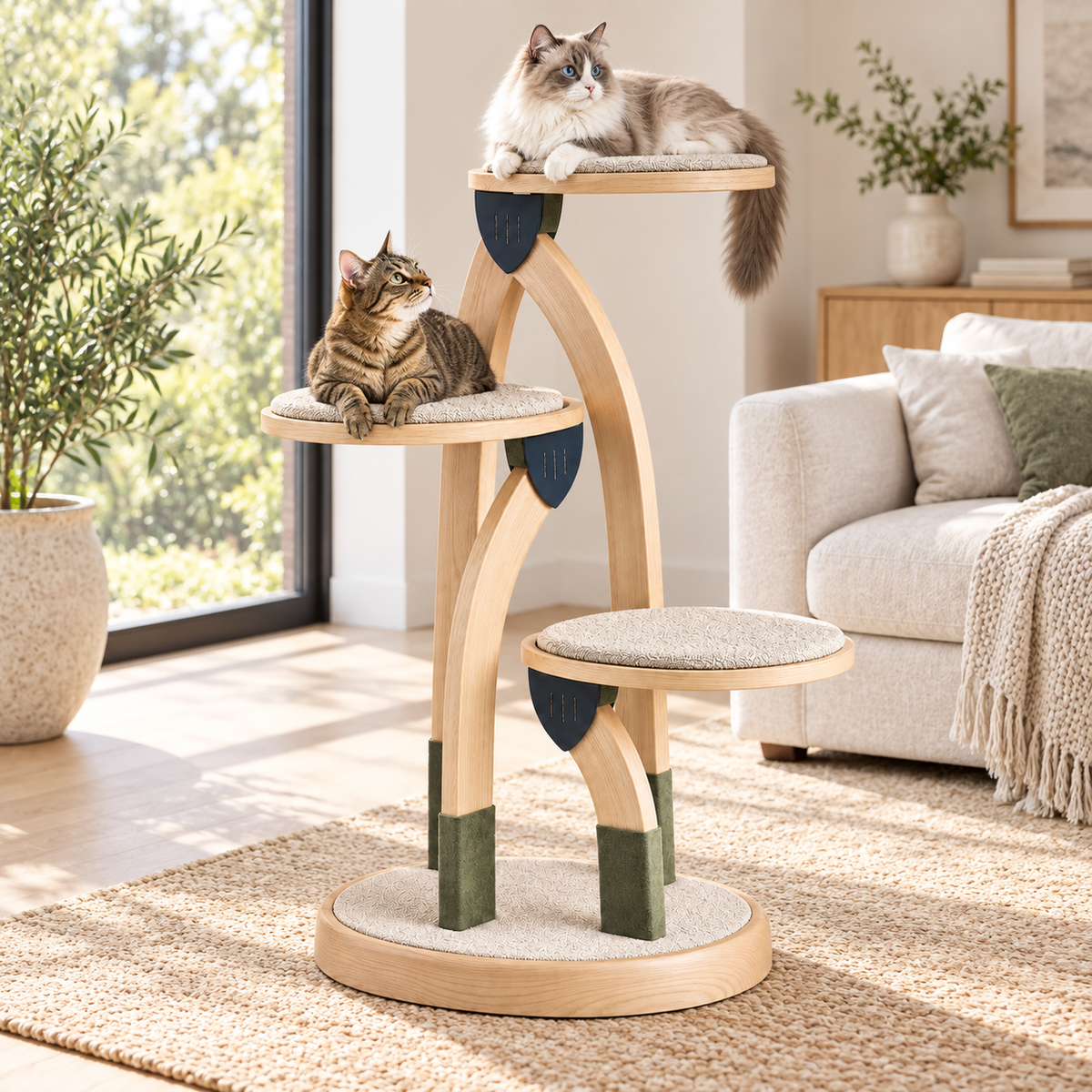 Timber Loft Modular Cat Tower — in-use lifestyle scene