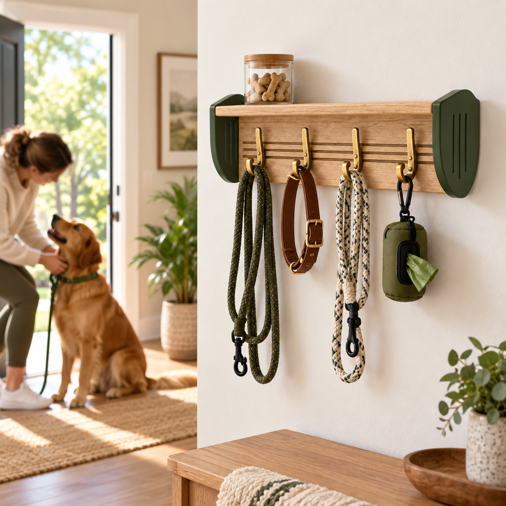 Trailhead Leash Wall Rack — in-use lifestyle scene