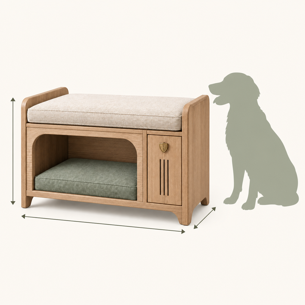 Welcome Home Pet Entryway Bench — size and proportion guide