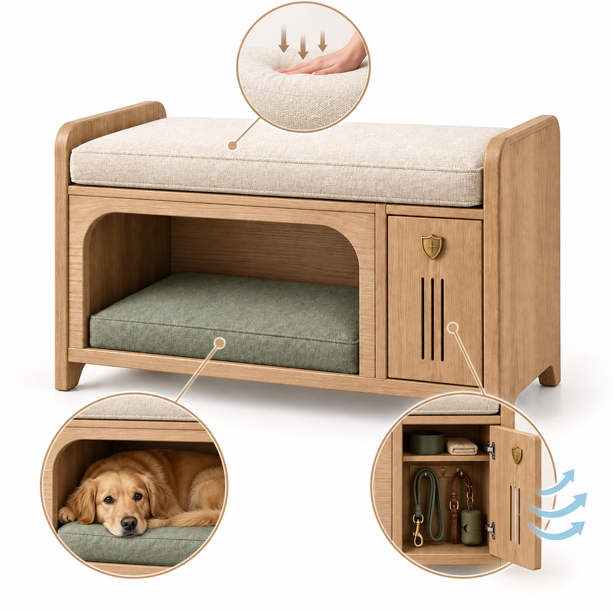 Welcome Home Pet Entryway Bench — product-specific features