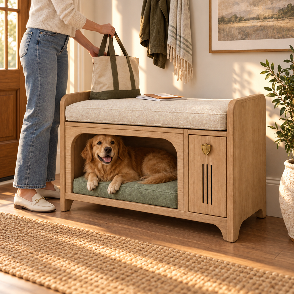 Welcome Home Pet Entryway Bench — second in-use lifestyle scene