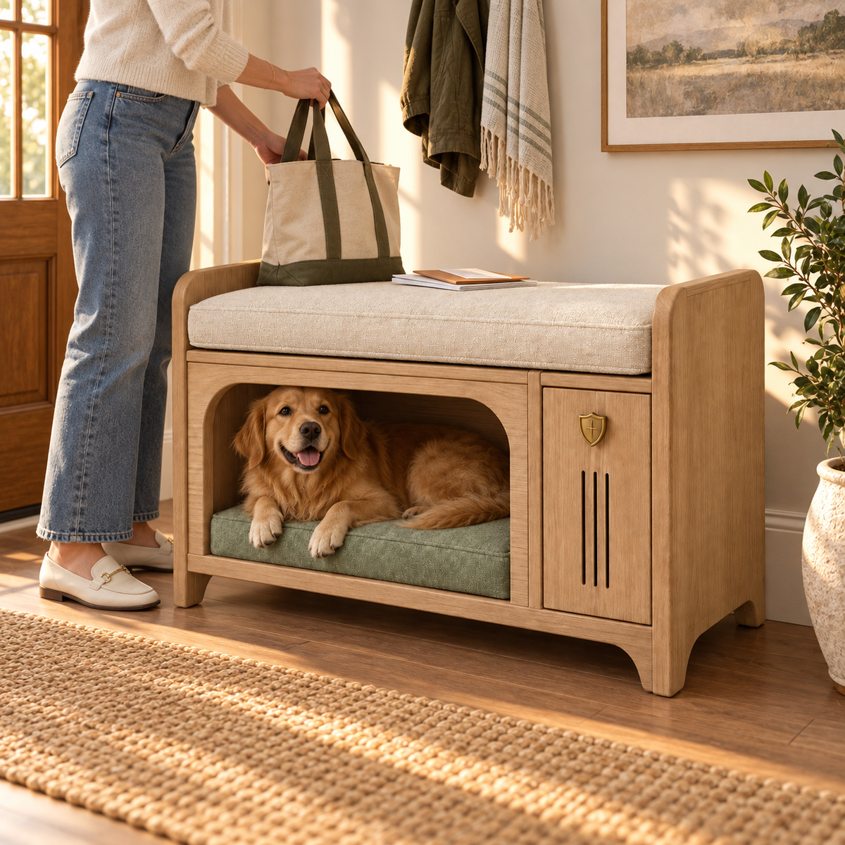 Welcome Home Pet Entryway Bench — second in-use lifestyle scene